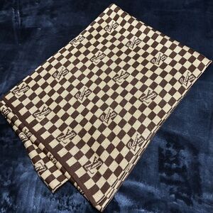 LV Brown and Tan Checkered Scarf